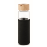 Leak-proof glass bottle with phone holder, 600 ml black colour