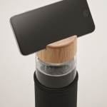 Leak-proof glass bottle with phone holder, 600 ml black colour fourth photographic view