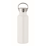 Recycled stainless steel bottle with handle on the lid, 500 ml white colour