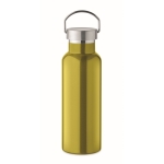 Recycled stainless steel bottle with handle on the lid, 500 ml lime colour