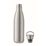 Recycled steel thermal bottle with handle on the lid, 500 ml matt silver colour sixth view