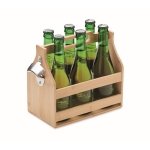 Bamboo beer crate with opener, enough space for 6 bottles wood colour second view