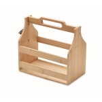 Bamboo beer crate with opener, enough space for 6 bottles wood colour third view