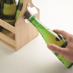 Bamboo beer crate with opener, enough space for 6 bottles wood colour fifth photographic view