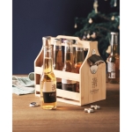 Bamboo beer crate with opener, enough space for 6 bottles wood colour main ambient view