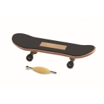 Mini wooden skateboard-shaped finger toy wood colour