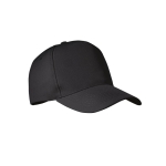 5-panel RPET polyester baseball cap, size 7 1/4, 210 g/m2 black colour