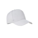 5-panel RPET polyester baseball cap, size 7 1/4, 210 g/m2 white colour