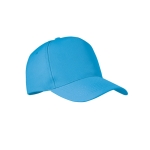 5-panel RPET polyester baseball cap, size 7 1/4, 210 g/m2 turquoise colour