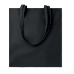 Coloured eco-cotton tote bag with long handles, 180 g/m2 black colour