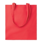 Coloured eco-cotton tote bag with long handles, 180 g/m2 red colour