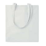 Coloured eco-cotton tote bag with long handles, 180 g/m2 white colour