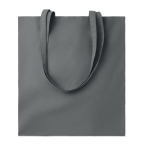 Coloured eco-cotton tote bag with long handles, 180 g/m2 dark grey colour