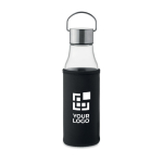 Glass bottle with leak-proof lid and handle, 500 ml transparent colour view with print area