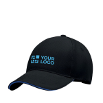 Heavyweight two-tone cotton twill baseball cap, 260 g/m2 blue colour view with print area