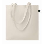 Fair trade cotton tote bag with 70cm handles, 180 g/m² beige colour