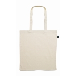 Fair trade cotton tote bag with 70cm handles, 180 g/m² beige colour second view