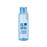 Tritan bottle with silicone loop, 500 ml transparent light blue colour view with print area