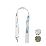 Lanyard with wildflower seeds, 20 mm white colour view with print area