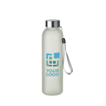 Glass bottle with handle, 500 ml transparent white colour view with print area