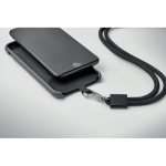 Tubular lanyard made of RPET for carrying your phone black colour