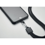 Tubular lanyard made of RPET for carrying your phone black colour