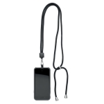 Tubular lanyard made of RPET for carrying your phone black colour