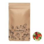 Strawberry growing kit with fertiliser, in a paper envelope beige colour