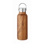 Bottle with a wood look, recycled stainless steel, 500 ml brown colour