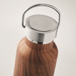 Bottle with a wood look, recycled stainless steel, 500 ml brown colour third photographic view