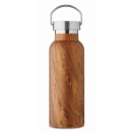 Bottle with a wood look, recycled stainless steel, 500 ml brown colour fourth view