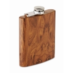 Recycled stainless steel flask with wood look, 190 ml brown colour