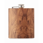 Recycled stainless steel flask with wood look, 190 ml brown colour second view