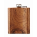 Recycled stainless steel flask with wood look, 190 ml brown colour third view