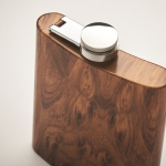 Recycled stainless steel flask with wood look, 190 ml brown colour fourth photographic view