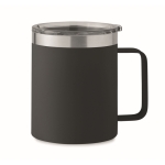 Recycled stainless steel leakproof mug with lid, 300ml black colour