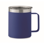 Recycled stainless steel leakproof mug with lid, 300ml blue colour