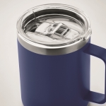 Recycled stainless steel leakproof mug with lid, 300ml blue colour second photographic view