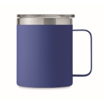 Recycled stainless steel leakproof mug with lid, 300ml blue colour fifth view