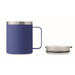 Recycled stainless steel leakproof mug with lid, 300ml blue colour seventh view