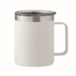 Recycled stainless steel leakproof mug with lid, 300ml white colour