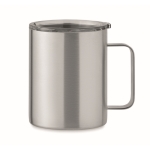 Recycled stainless steel leakproof mug with lid, 300ml matt silver colour