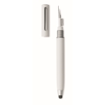 Ballpoint pen with stylus, blue ink, headphone cleaning kit white colour third view