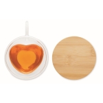 Heart-shaped, double-walled glass mug with bamboo lid, 180 ml transparent colour eighth view