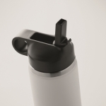 Recycled stainless steel leakproof bottle with straw, 500 ml white colour third photographic view