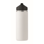 Recycled stainless steel leakproof bottle with straw, 500 ml white colour seventh view