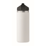 Recycled stainless steel leakproof bottle with straw, 500 ml white colour eighth view