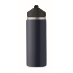 Recycled stainless steel leakproof bottle with straw, 500 ml navy-blue colour seventh view