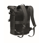 Canvas backpack with roll top zipper and padding black colour second view