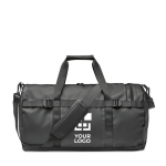 Canvas travel bag with padded base and handles black colour view with print area